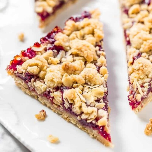 Easiest Raspberry Oatmeal Bars - Averie Cooks