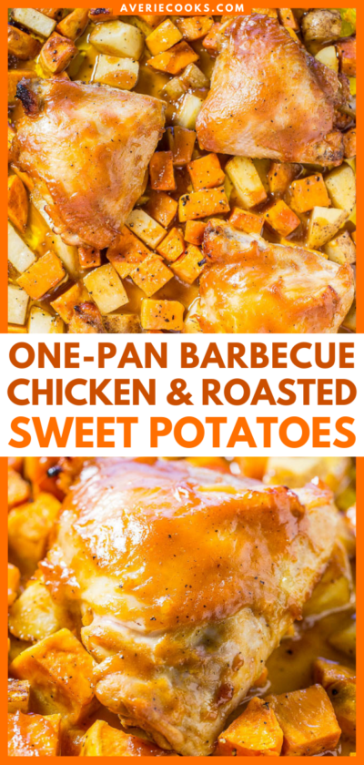 One-Pan Barbecue Chicken and Roasted Sweet Potatoes - Averie Cooks