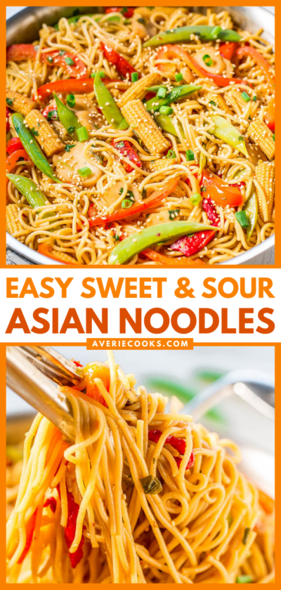 Sweet and Sour Noodles (Homemade Sauce!) - Averie Cooks