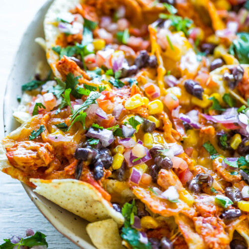 Loaded Shredded Chicken Nachos - Averie Cooks