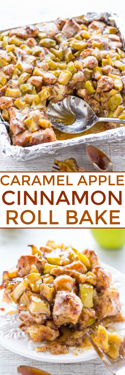 Caramel Apple Cinnamon Roll Bake - Averie Cooks