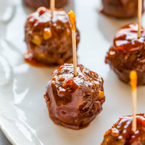 30-Minute Baked Honey Garlic Meatballs - Averie Cooks