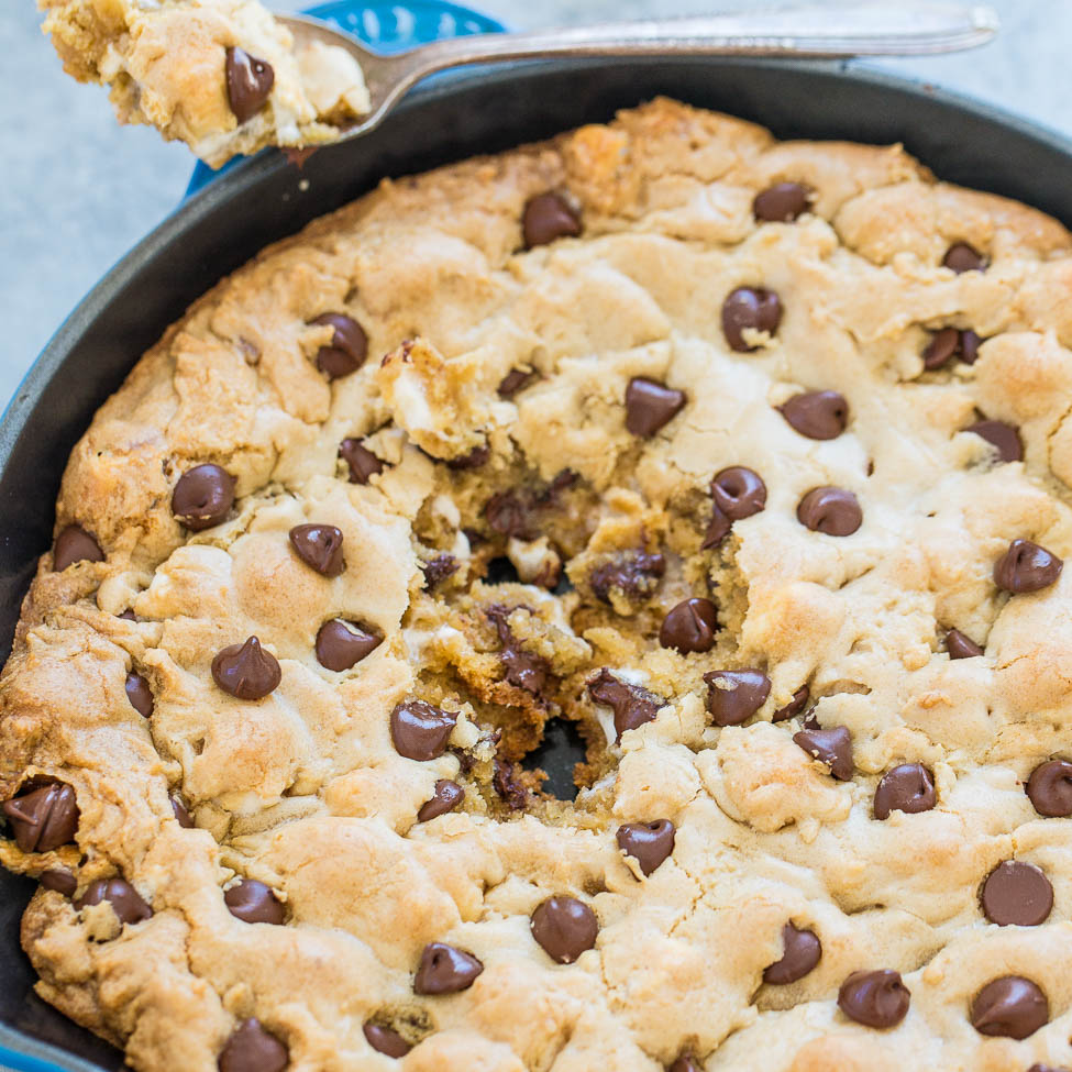 Giant Chocolate Chip Skillet Cookie - Mom With Cookies