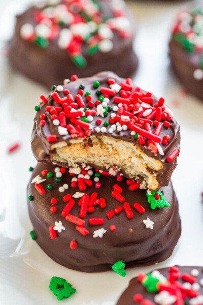 Chocolate Peanut Butter Ritz Cookies - Averie Cooks