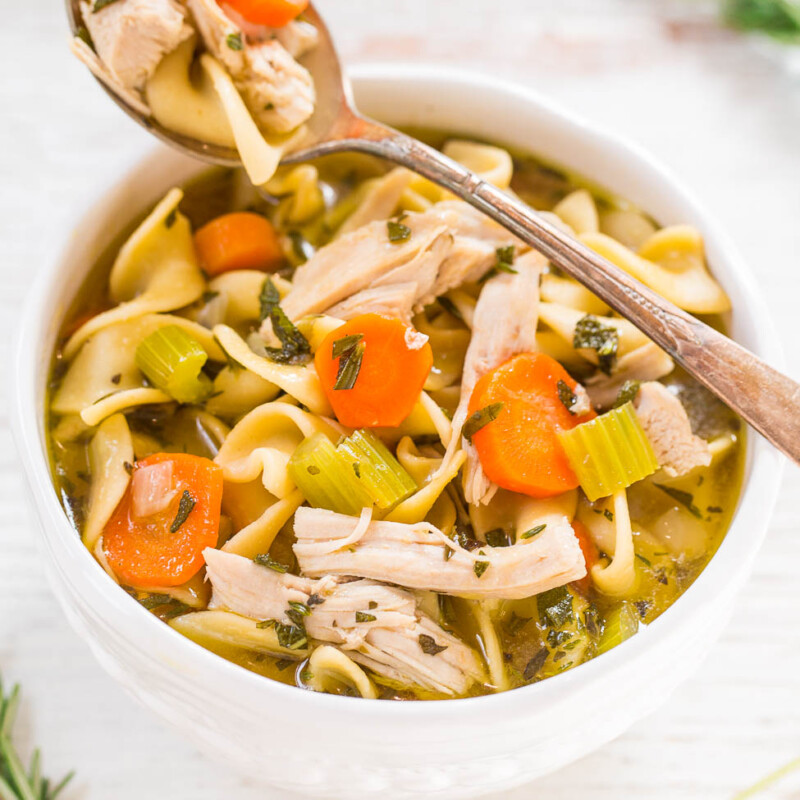 30-Minute Leftover Turkey Noodle Soup - Averie Cooks