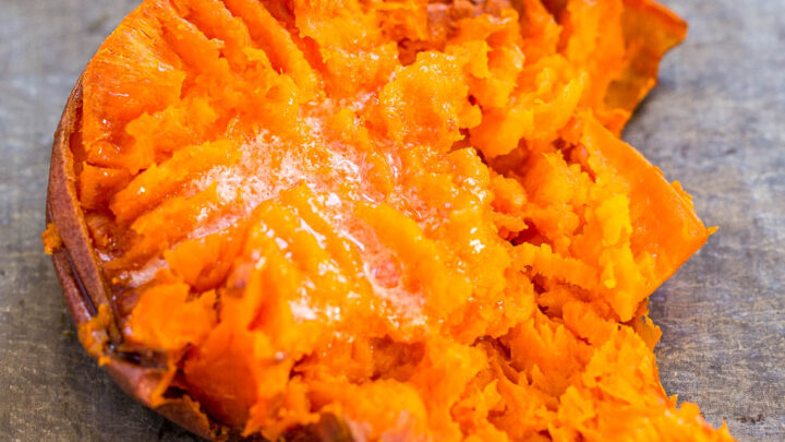 Smashed Sweet Potatoes with Garlic Butter and Honey - The Roasted Root