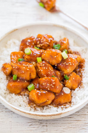 One-Skillet Sesame Mango Chicken - Averie Cooks