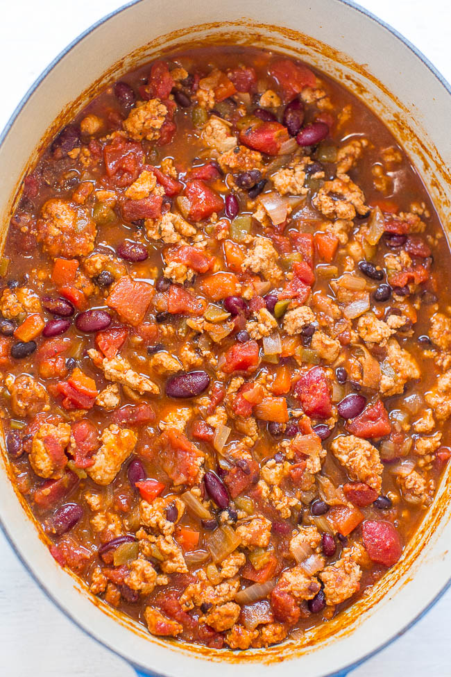 The BEST Healthy Turkey Chili Recipe (30 Minutes!) - Averie Cooks