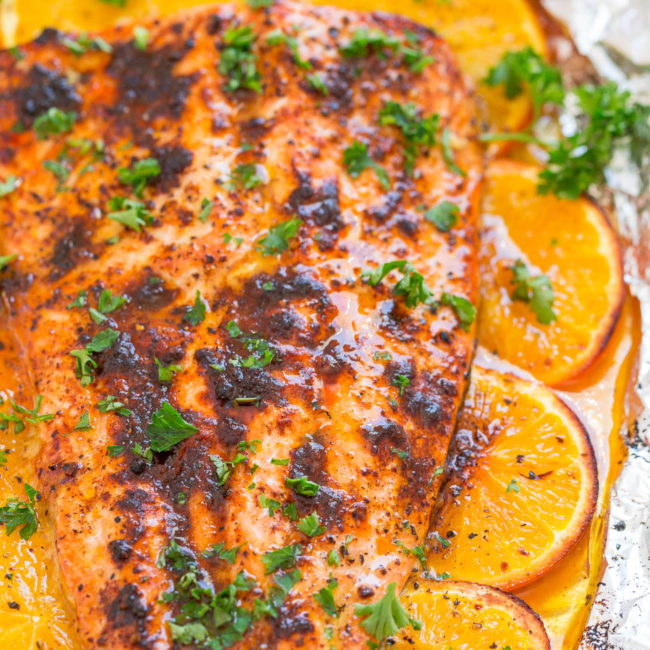 Sheet Pan Orange Chili Salmon - Averie Cooks