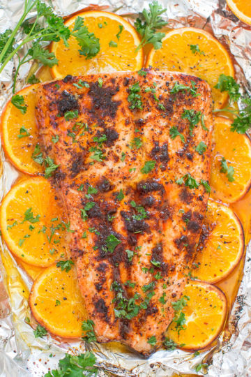 Foil Pack Orange Molasses Salmon - Averie Cooks