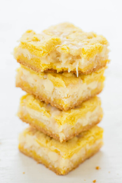 Gooey Lemon Coconut Bars Recipe - Averie Cooks