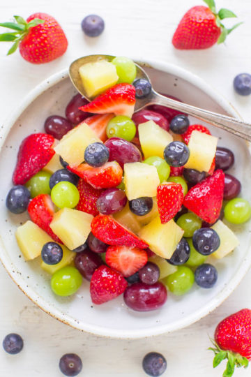 Tropical Fruit Salad (+ Pina Colada Dressing!) - Averie Cooks