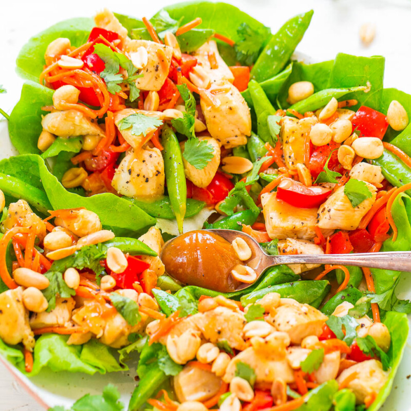 Peanut Chicken Lettuce Wraps - Averie Cooks