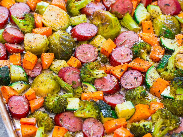 Sheet Pan Turkey Sausage And Vegetables Averie Cooks