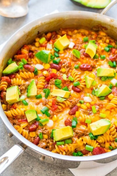 Ground Beef Taco Pasta (One-Pot Recipe!) - Averie Cooks