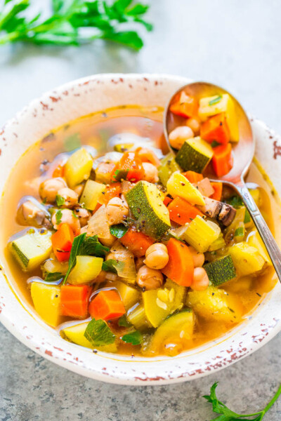 Healthy Chickpea Vegetable Soup - Averie Cooks