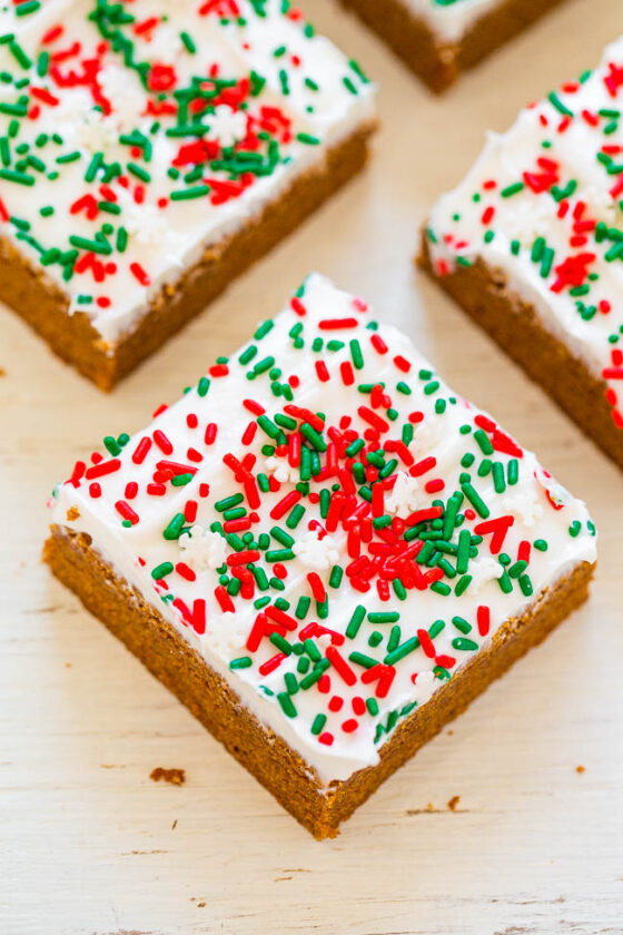 Gingerbread Bars with Cream Cheese Frosting - Averie Cooks