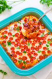 Pepperoni Pizza Baked Beans - Averie Cooks