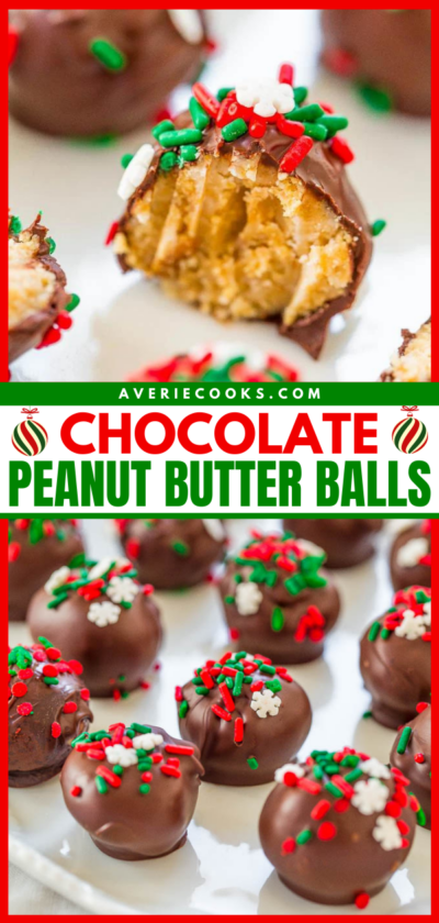 No-Bake Chocolate Peanut Butter Balls Recipe - Averie Cooks