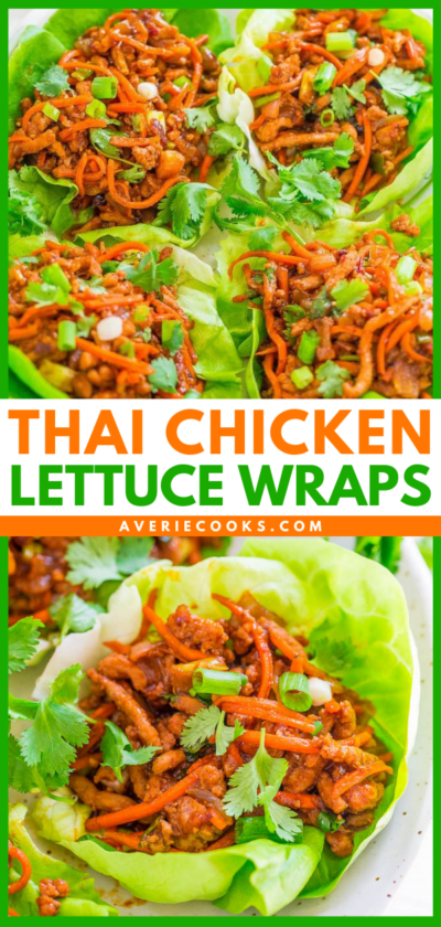 Thai Chicken Lettuce Wraps Recipe (Healthy & Easy!) - Averie Cooks