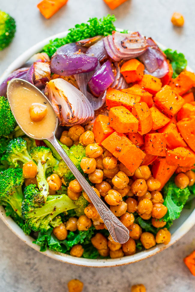 Chickpea and Sweet Potato Bowls (Healthy!) - Averie Cooks