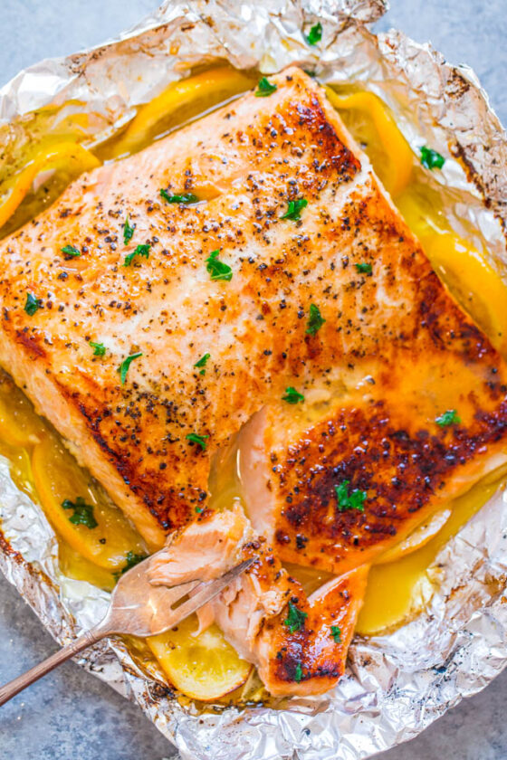 Lemon Garlic Butter Salmon (Sheet Pan Recipe) Averie Cooks