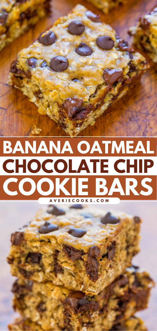 Banana Oatmeal Chocolate Chip Bars Recipe - Averie Cooks
