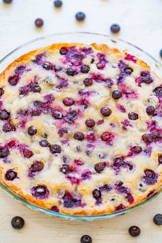 Crustless Blueberry Pie Recipe (Fresh or Frozen Berries) - Averie Cooks