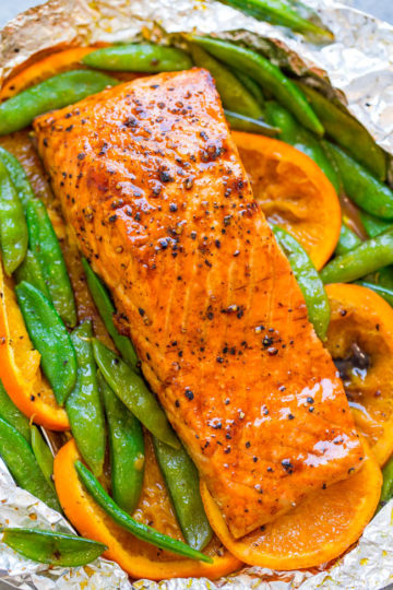 Foil Pack Orange Molasses Salmon - Averie Cooks