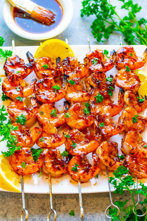 Grilled Honey Barbecue Shrimp (10-Minute Recipe!) - Averie Cooks