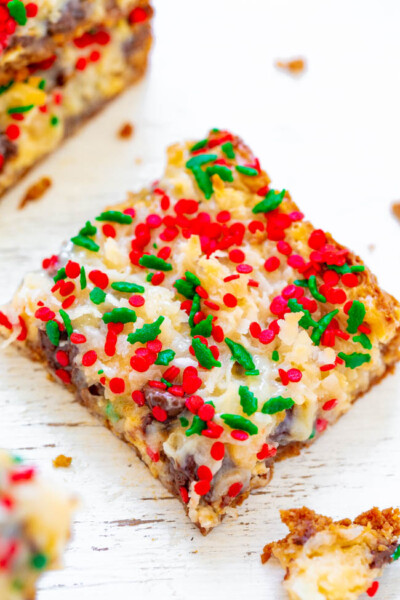 Holiday Seven Layer Bars (Magic Cookie Bars) - Averie Cooks