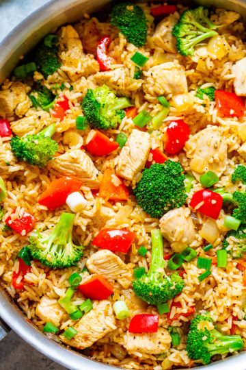 Chicken and Rice Skillet with Veggies - Averie Cooks