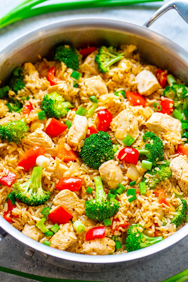 Chicken and Rice Skillet with Veggies - Averie Cooks