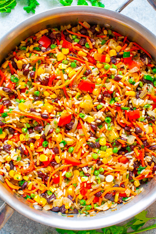15-Minute Mexican Rice & Beans Skillet (With Sausage!) - Averie Cooks
