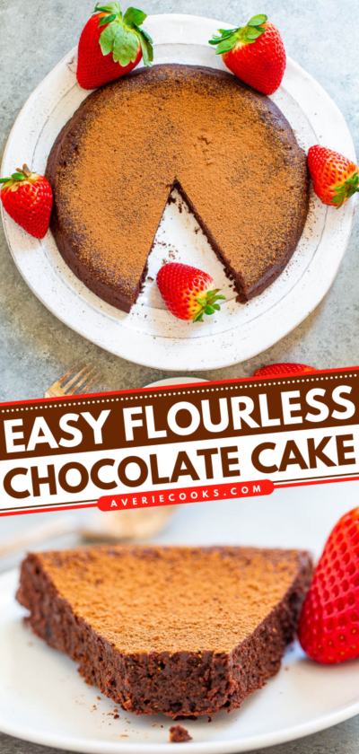 Easy Flourless Chocolate Cake (Just 7 Ingredients!) - Averie Cooks