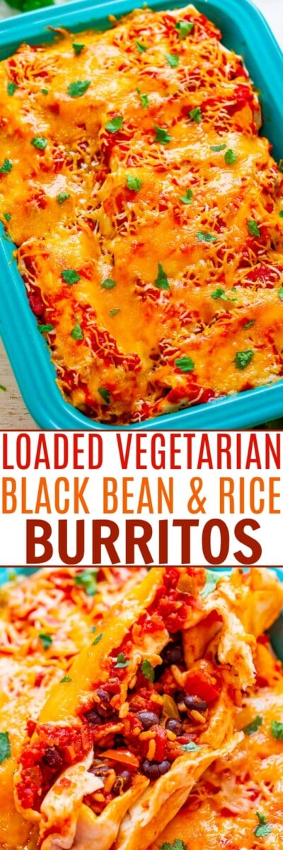 Loaded Vegetarian Burritos (Cheesy Black Bean & Rice!) - Averie Cooks