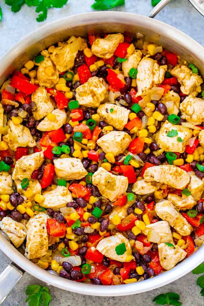 Skinny Mexican Chicken Skillet (Healthy & Easy!) - Averie Cooks