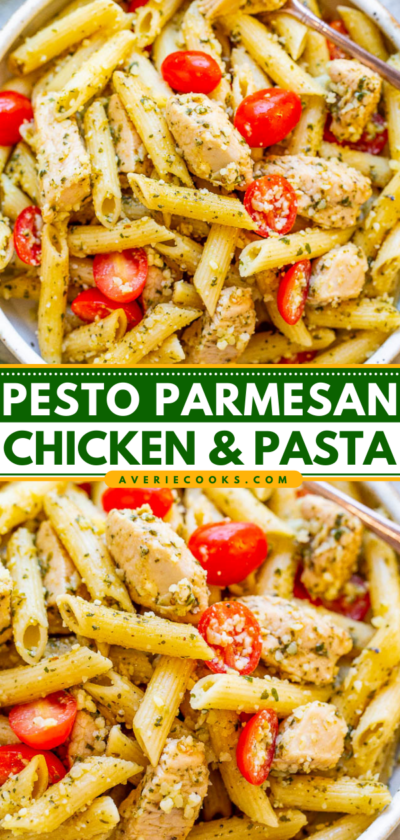 Parmesan Pesto Chicken Penne Pasta - Averie Cooks