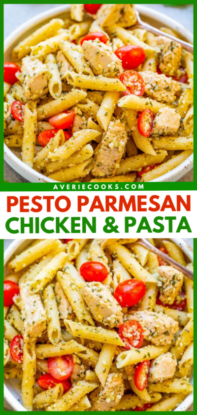 Parmesan Pesto Chicken Penne Pasta - Averie Cooks