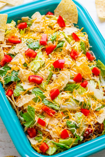 Easy Layered Taco Salad With Ground Beef Averie Cooks 0689