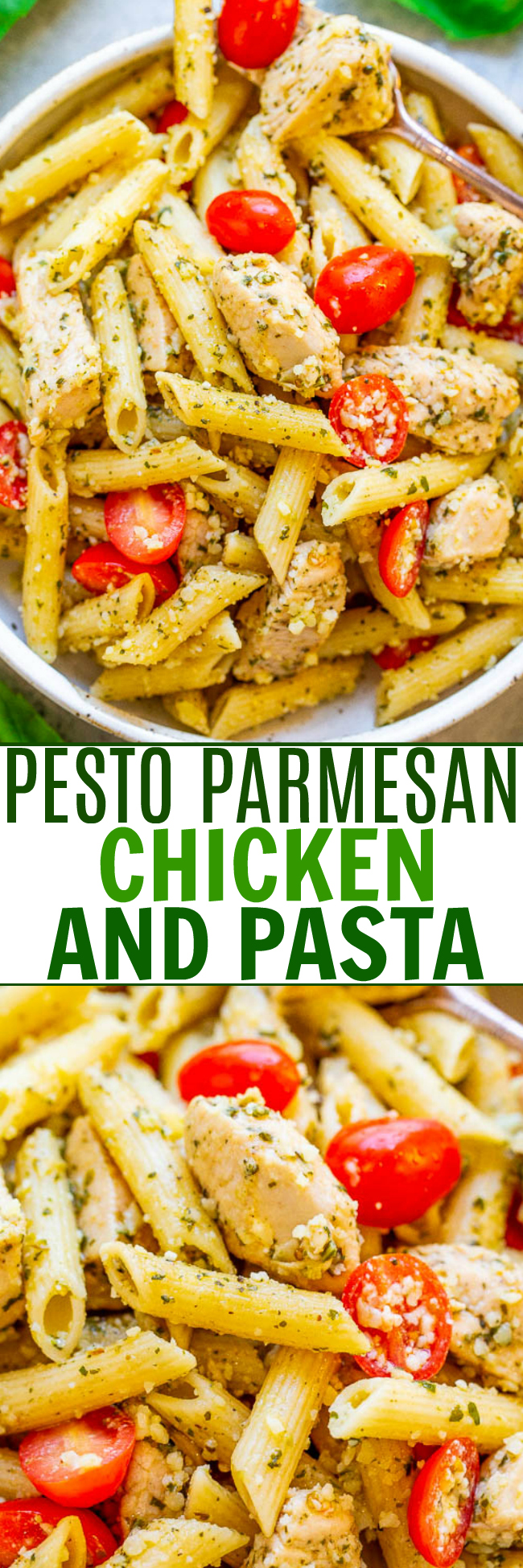Parmesan Pesto Chicken Penne Pasta - Averie Cooks