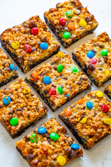 Loaded Magic Brownie Bars (Using Box Mix) - Averie Cooks