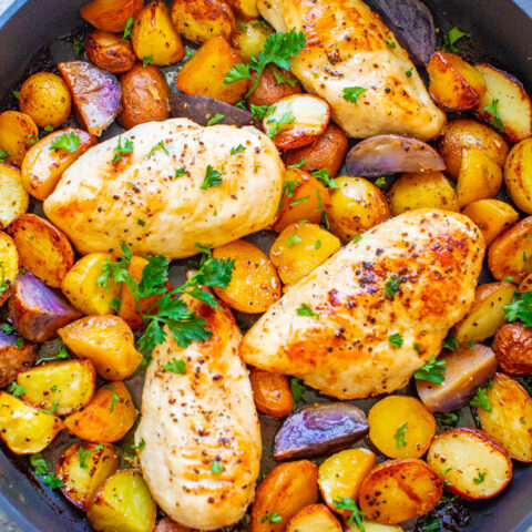 One Pan Lemon Butter Chicken and Potatoes - Averie Cooks