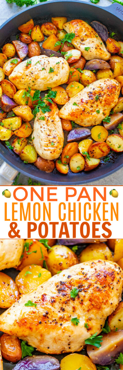 One-Pan Lemon Chicken and Potatoes - Averie Cooks