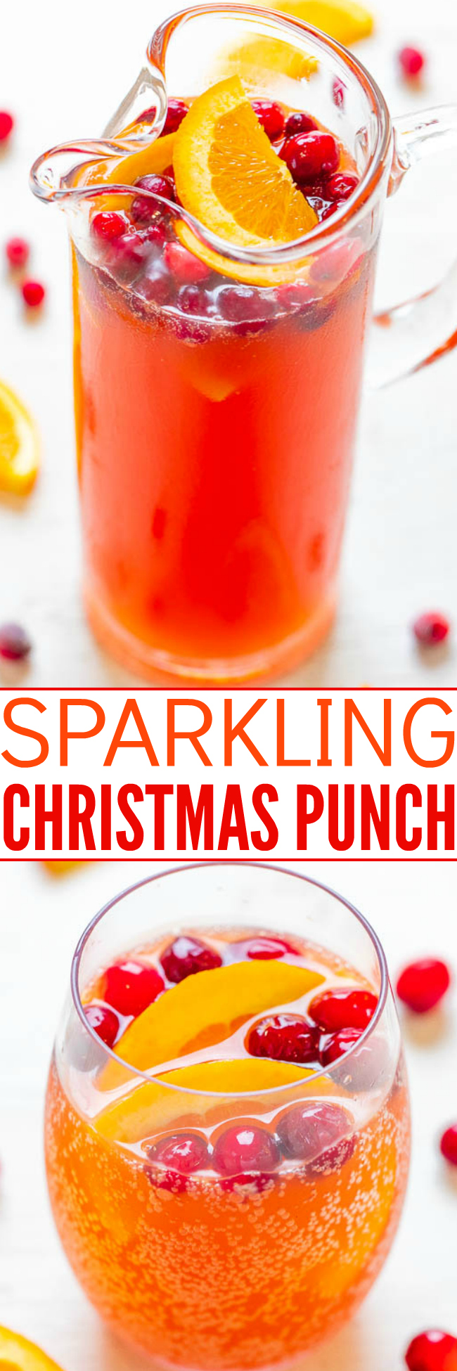 Sparkling Cranberry Orange Christmas Punch - Averie Cooks