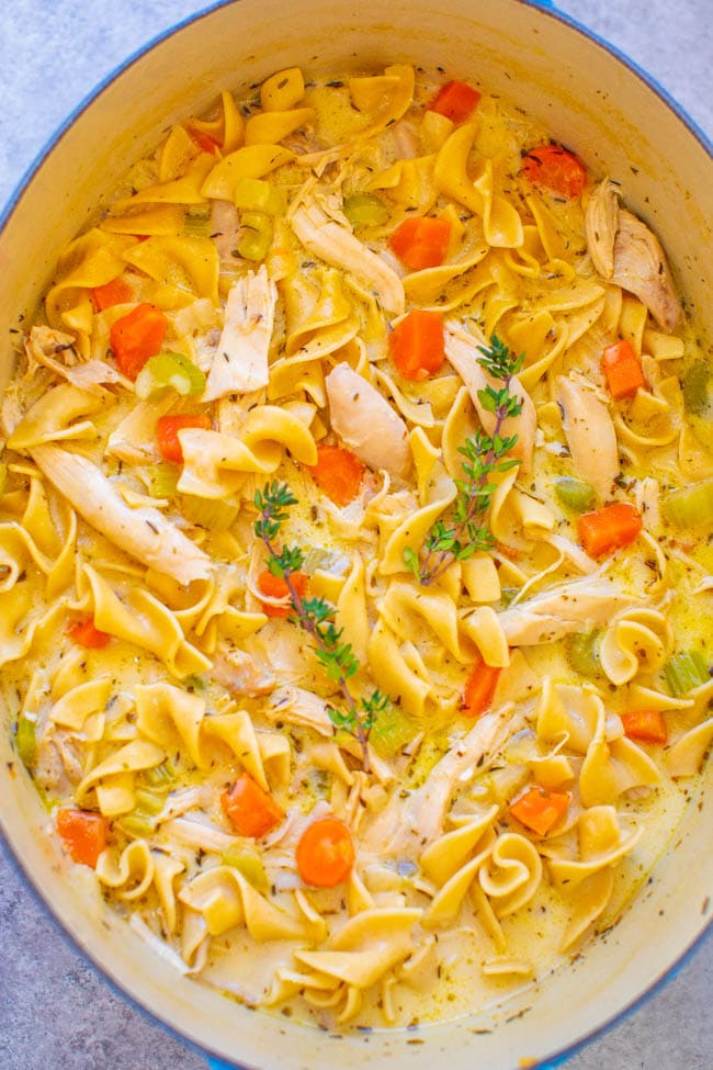 30-Minute Creamy Chicken Noodle Soup - Averie Cooks