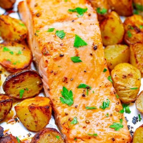 One-Pan Salmon and Potatoes (Quick & Easy!) - Averie Cooks