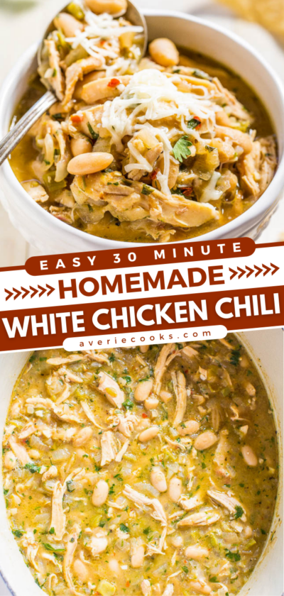 EASY White Chicken Chili Recipe (30 Minutes!) - Averie Cooks