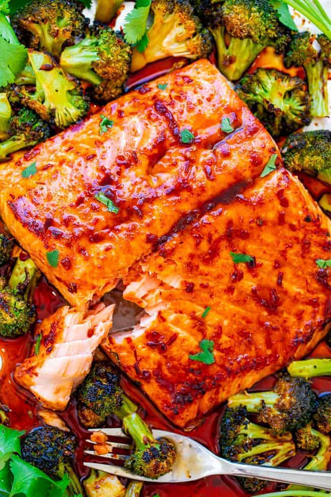 Sheet Pan Asian Salmon and Broccoli - Averie Cooks