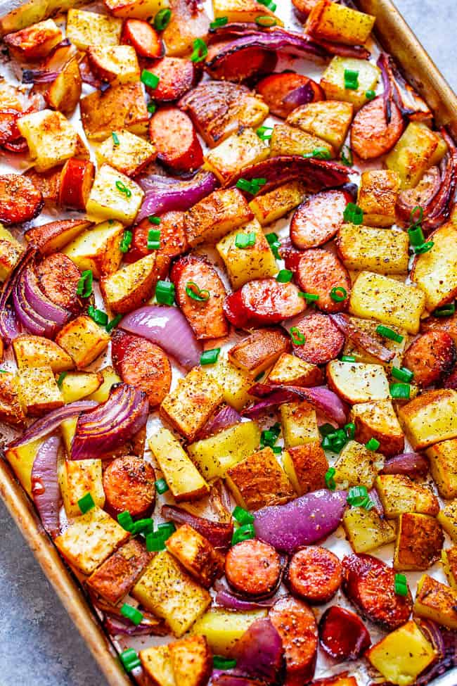 One-Pan Chicken, Sausage, Peppers, and Potatoes Recipe